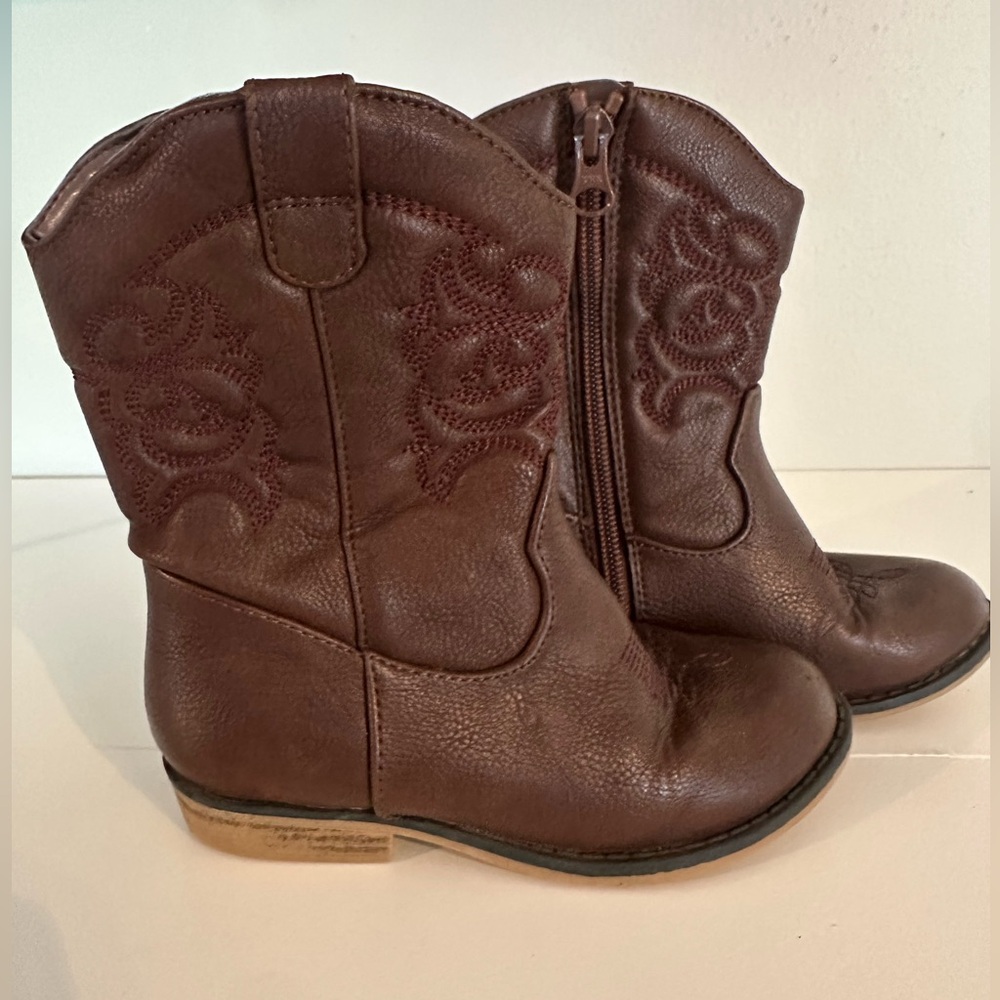 Cat & Jack Toddler Girl’s Cowboy / Cowgirl Brown & Floral Boots Size 10